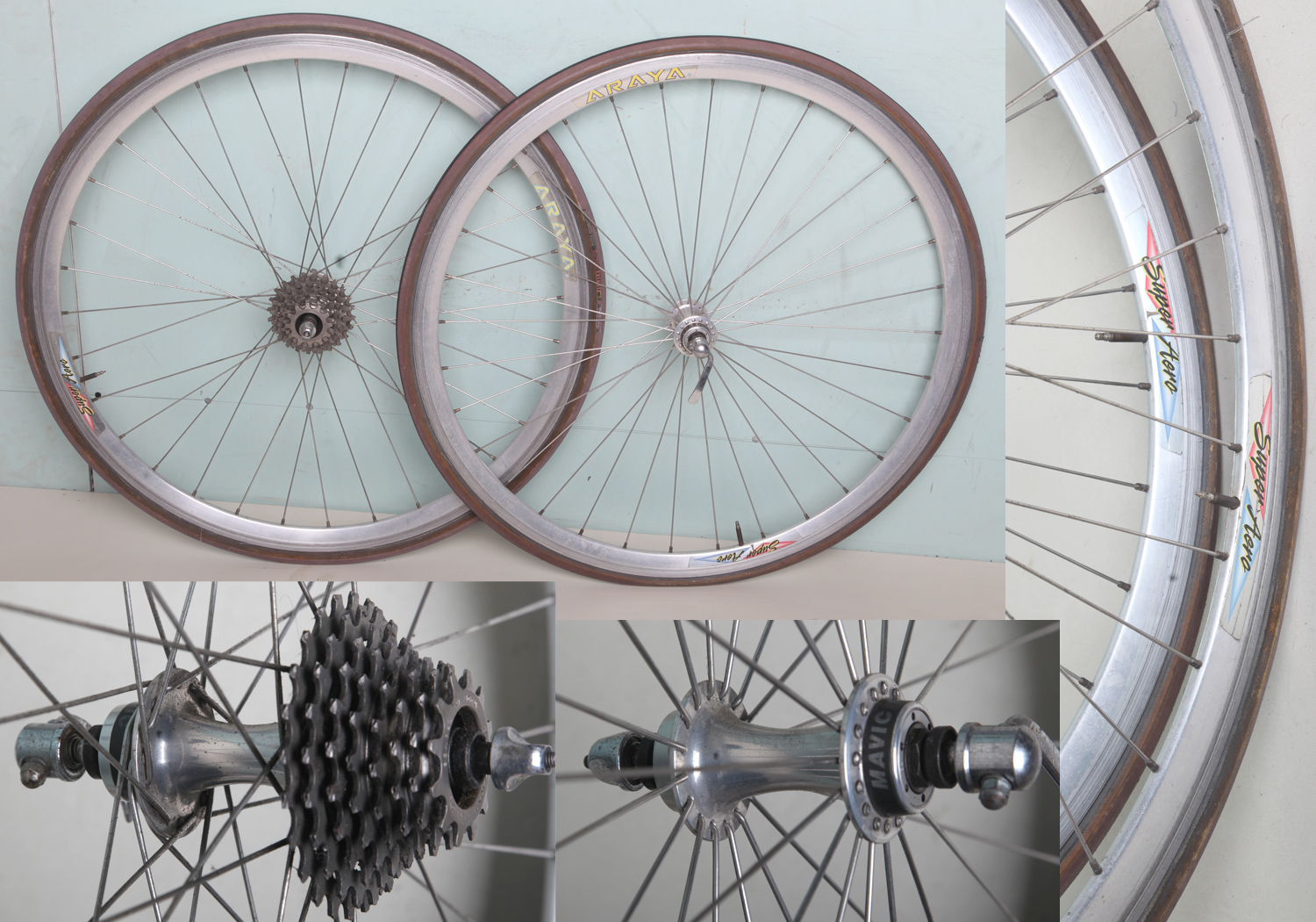 28  700C / 622mm  Wheelset With Mavic 192 NE Clincher Rims And Shiman Rx100 Hb A550 Fh A550 Hubs From The 1990s